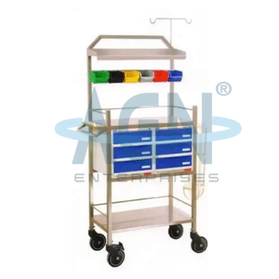 CRASH CART TROLLEY (SS 6 DRAWER)