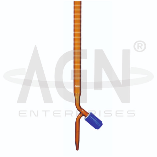 Burettes Rotaflow Key with PTFE Needle Valve Amber Class A with Batch Certificate