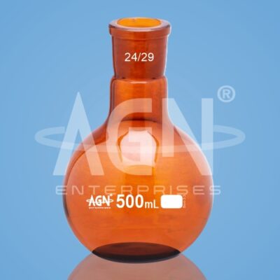 Boiling Flasks, Flat Bottom, Single Neck, Amber, with Socket