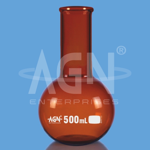 Boiling Flasks, Round Bottom, Single Neck, Amber