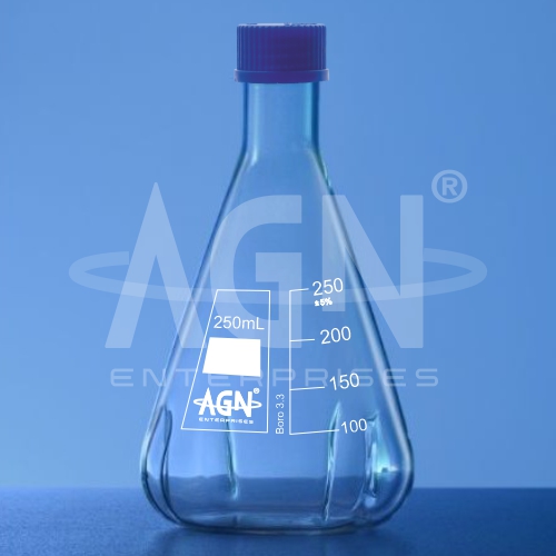 Flasks, Conical, Baffled, with Screw Cap