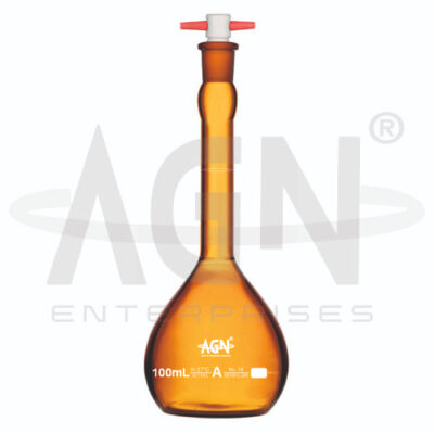 Volumetric Flasks Amber with PTFE Stopper ASTM Class A with Batch Certificate