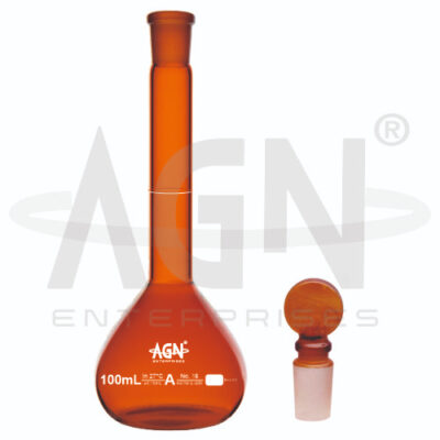 Volumetric Flasks Amber with Penny Head Stopper ASTM Class A with Batch Certificate
