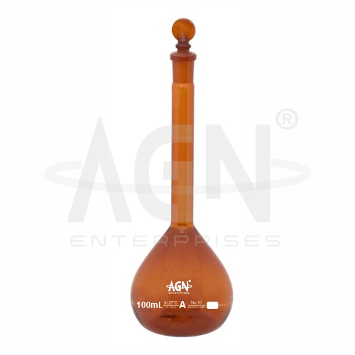 Volumetric Flasks, Amber, with Penny Head Stopper, ASTM, Class ‘A’ with Batch Certificate