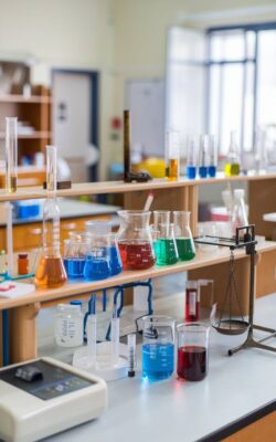 Chemistry lab equipment and glassware for schools
