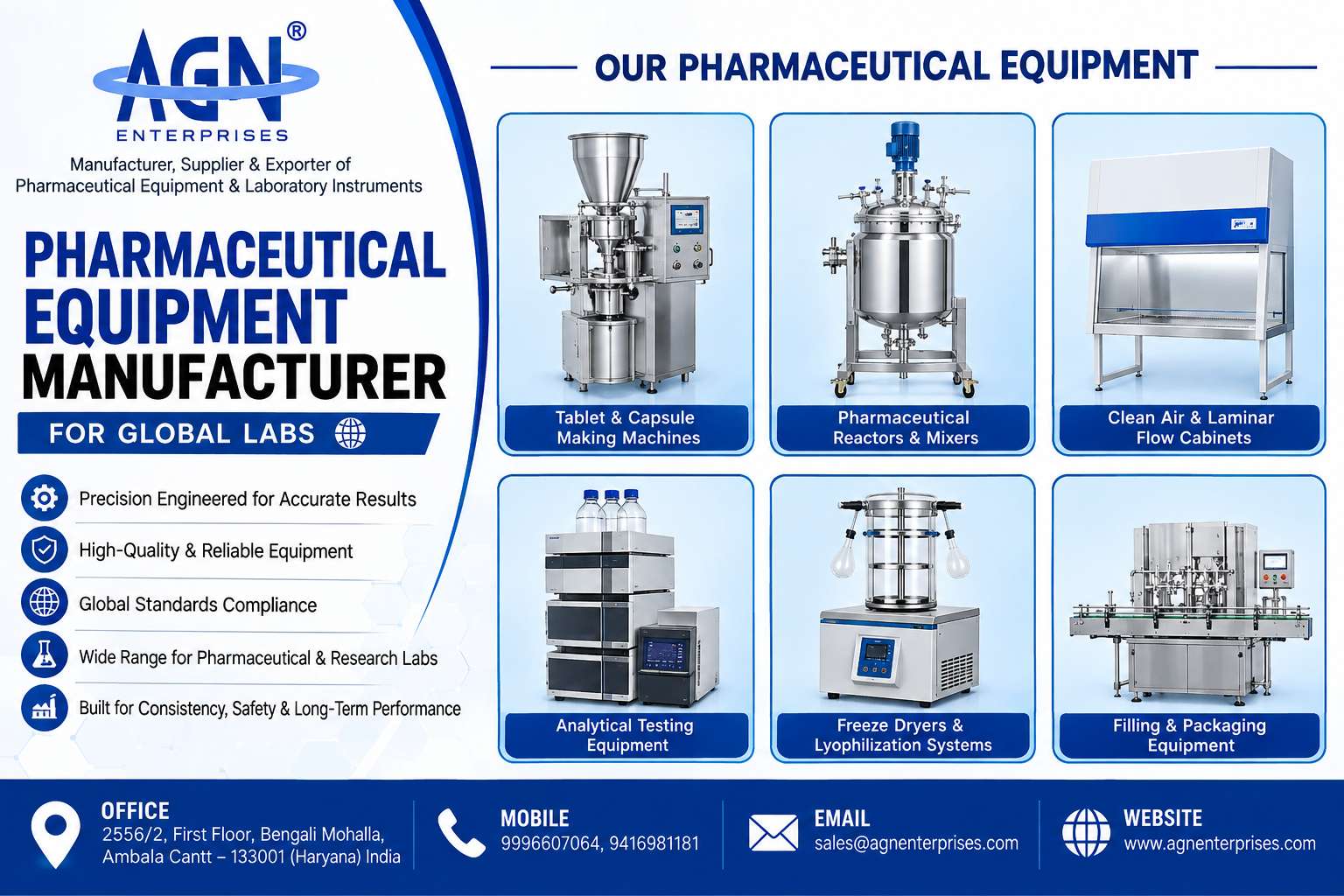 AGN Enterprises pharmaceutical equipment manufacturer quality contro