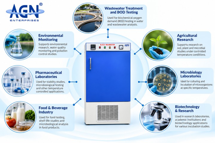 BOD incubator uses in wastewater environmental pharmaceutical food agricultural and research laboratories
