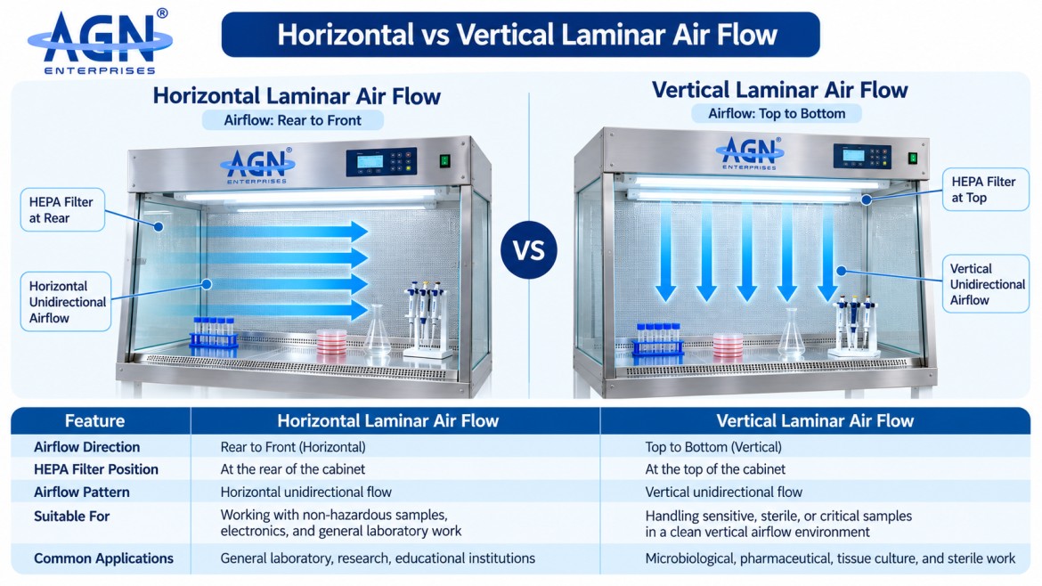 Horizontal vs vertical Laminar Air Flow comparison