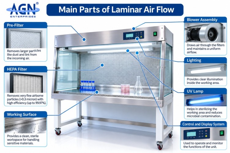 Main parts of Laminar Air Flow cabinet