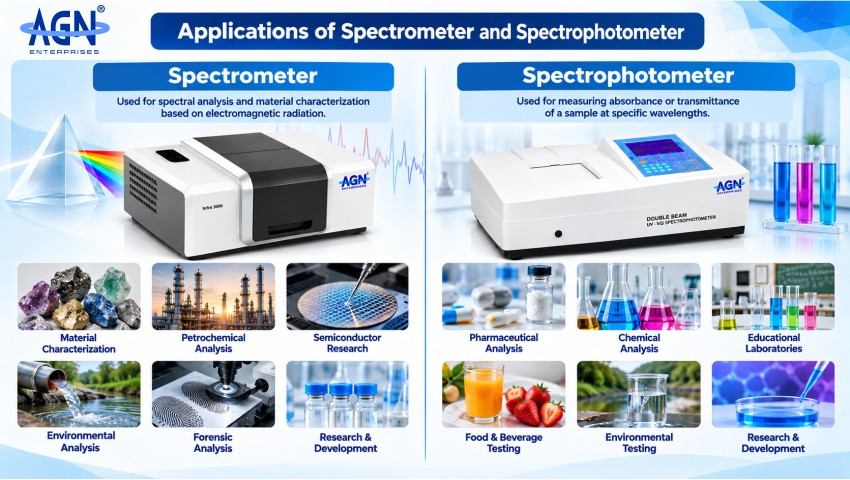 spectrometer and spectrophotometer applications in pharmaceutical chemical environmental research and educational laboratories